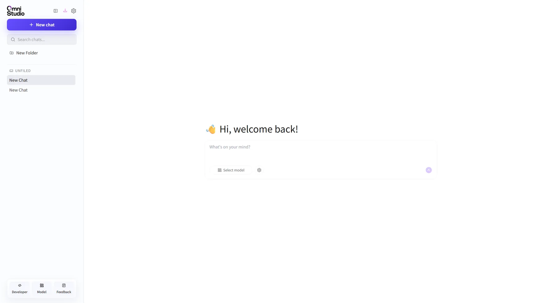 展开侧栏后的 New chat 和会话入口